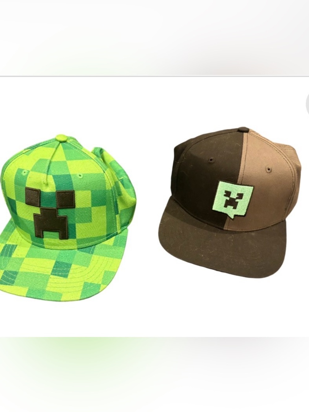 Green Pixel Creeper Snapback Hat for Kids